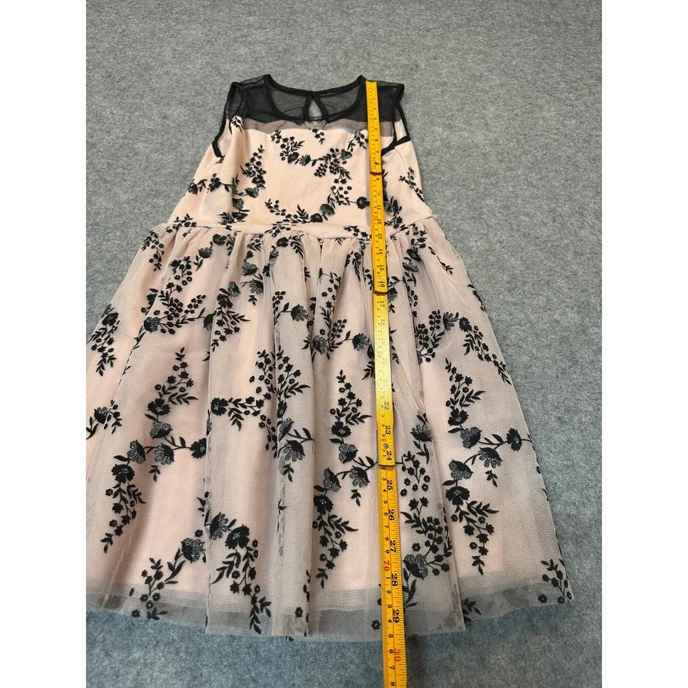 The Children's Place Floral Mesh Party Dress 12 Pink Black Embroidered Tulle